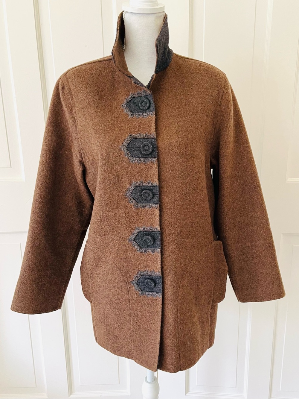 Oscar de la Renta brown and gray wool jacket 4